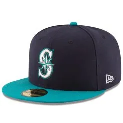 Men's Seattle Mariners New Era Navy/Aqua Alternate Authentic Collection On Field 59FIFTY Fitted Hat