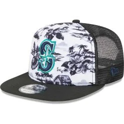 Men's Seattle Mariners New Era White/Black Vacay 2.0 A-Frame Trucker 9FIFTY Snapback Hat