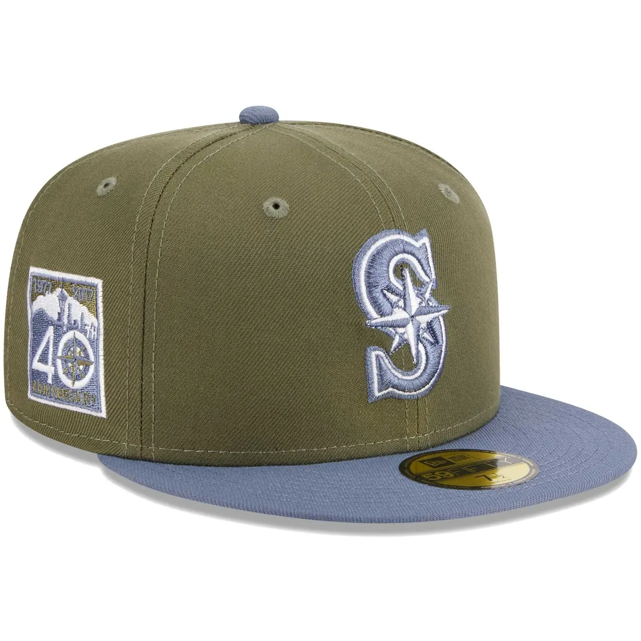 Men's Seattle Mariners New Era Olive/Blue 59FIFTY Fitted Hat 3 Men's Seattle Mariners New Era Olive/Blue 59FIFTY Fitted Hat