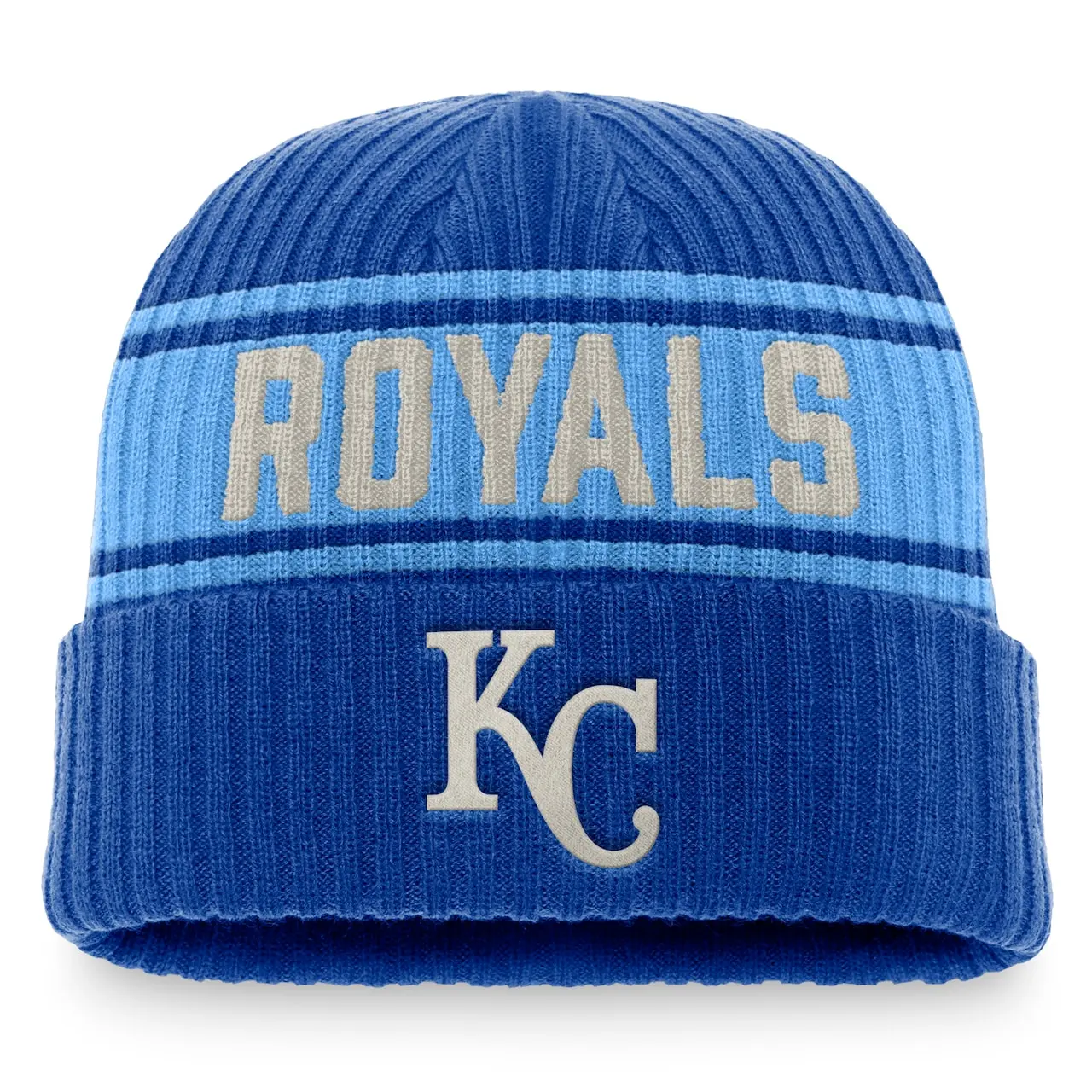Men's Kansas City Royals Fanatics Branded Royal/Light Blue True Classic Retro Cuffed Knit Hat 3 Men's Kansas City Royals Fanatics Branded Royal/Light Blue True Classic Retro Cuffed Knit Hat