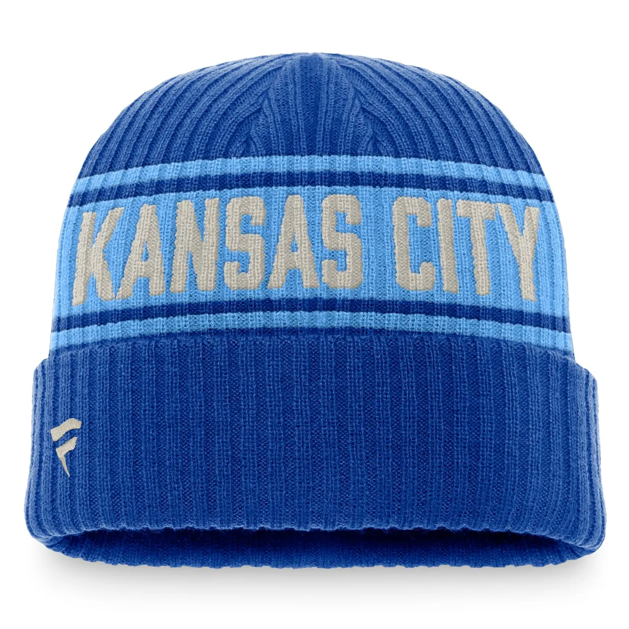 Men's Kansas City Royals Fanatics Branded Royal/Light Blue True Classic Retro Cuffed Knit Hat 4 Men's Kansas City Royals Fanatics Branded Royal/Light Blue True Classic Retro Cuffed Knit Hat - Image 2