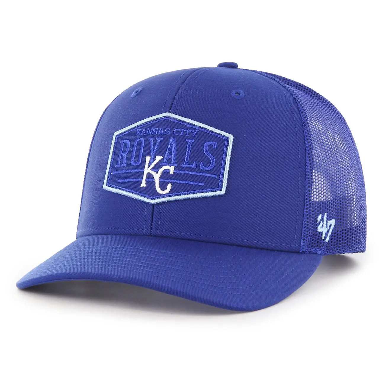 Men's Kansas City Royals '47 Royal Ridgeline Tonal Patch Trucker Adjustable Hat 3 Men's Kansas City Royals '47 Royal Ridgeline Tonal Patch Trucker Adjustable Hat