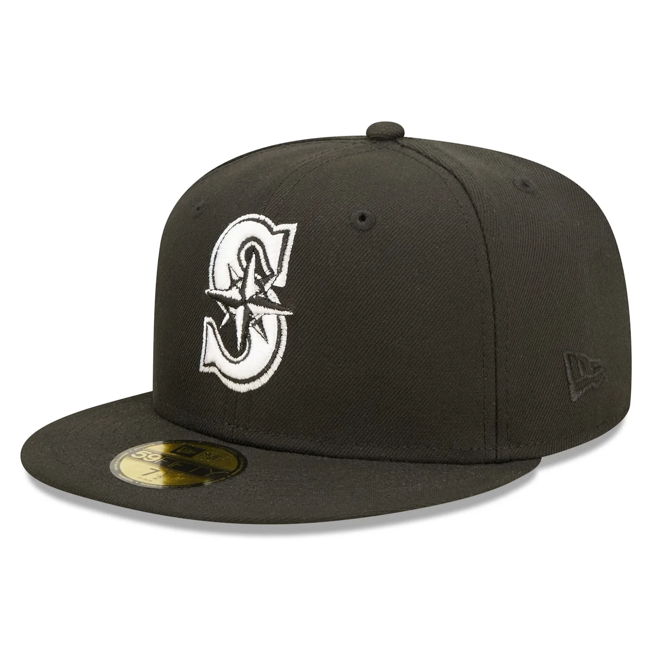 Men's Seattle Mariners New Era Black Team Logo 59FIFTY Fitted Hat 3 Men's Seattle Mariners New Era Black Team Logo 59FIFTY Fitted Hat