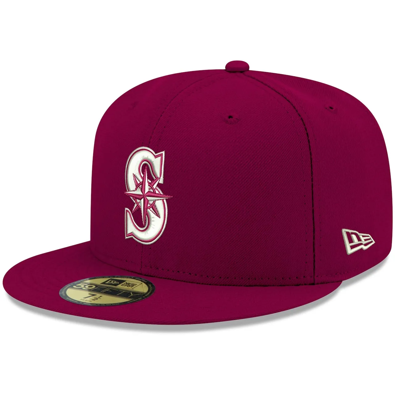 Men's Seattle Mariners New Era Cardinal White Logo 59FIFTY Fitted Hat 3 Men's Seattle Mariners New Era Cardinal White Logo 59FIFTY Fitted Hat