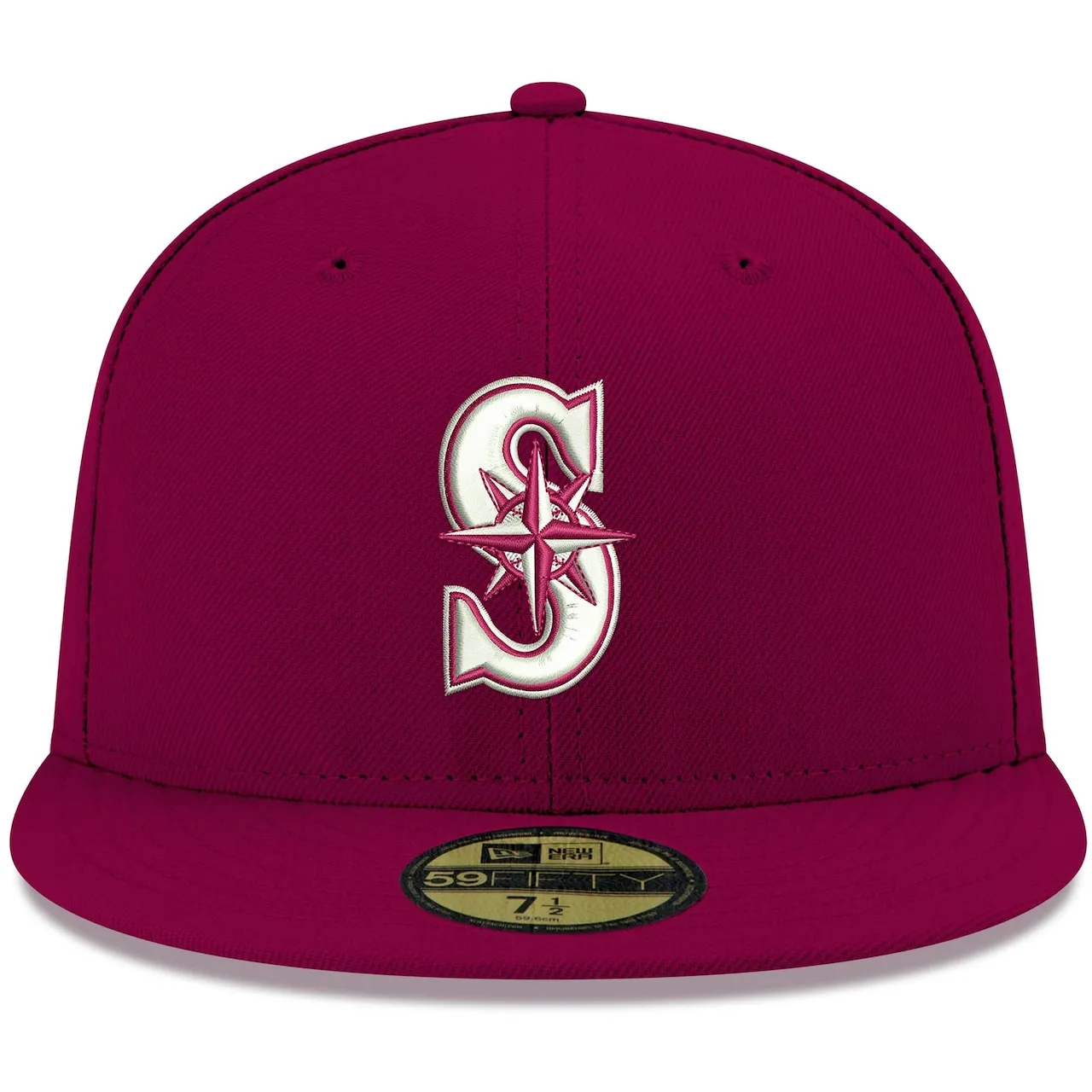 Men's Seattle Mariners New Era Cardinal White Logo 59FIFTY Fitted Hat 4 Men's Seattle Mariners New Era Cardinal White Logo 59FIFTY Fitted Hat - Image 2