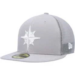 Men's Seattle Mariners New Era Gray 2023 On-Field Batting Practice 59FIFTY Fitted Hat