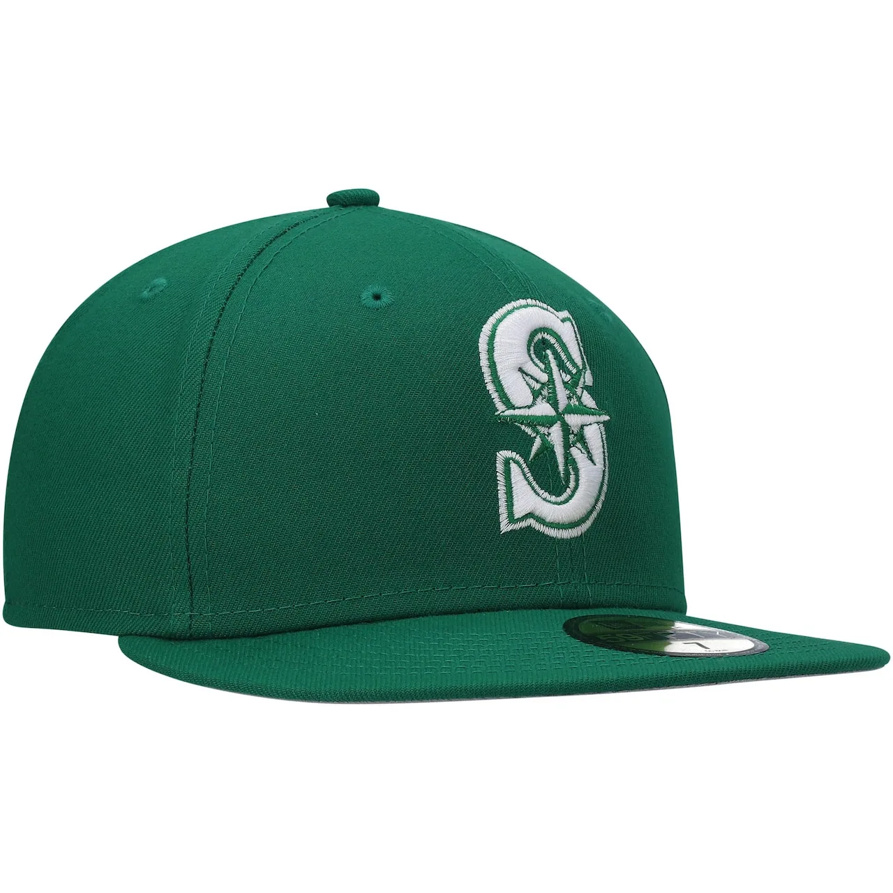 Men's Seattle Mariners New Era Kelly Green White Logo 59FIFTY Fitted Hat 5 Men's Seattle Mariners New Era Kelly Green White Logo 59FIFTY Fitted Hat - Image 3