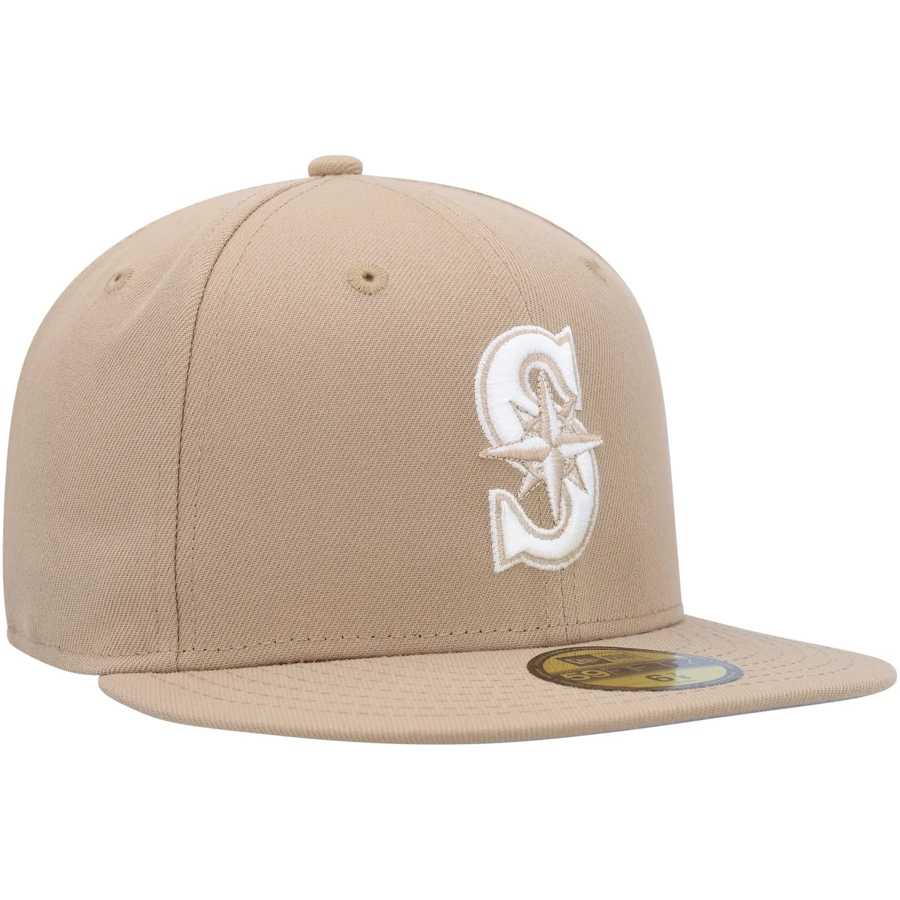 Men's Seattle Mariners New Era Khaki 59FIFTY Fitted Hat 5 Men's Seattle Mariners New Era Khaki 59FIFTY Fitted Hat - Image 3