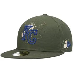 Men's Kansas City Royals New Era Olive Splatter 59FIFTY Fitted Hat