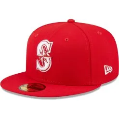 Men's Seattle Mariners New Era Red White Logo 59FIFTY Fitted Hat
