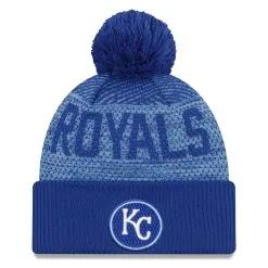 Men's Kansas City Royals New Era Royal Authentic Collection Sport Cuffed Knit Hat With Pom