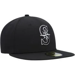 Men's Seattle Mariners New Era Black On Black Dub 59FIFTY Fitted Hat -Baseball Shop mens new era seattle mariners black on black dub 59fifty fitted hat ss5 p 4799933pv 3u az3ihqzxmlee48so5uzxv rzfmld5nhwgyaph7luw2