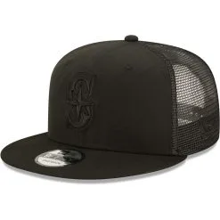 Men's Seattle Mariners New Era Blackout Trucker 9FIFTY Snapback Hat