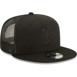 Men's Seattle Mariners New Era Blackout Trucker 9FIFTY Snapback Hat -Baseball Shop mens new era seattle mariners blackout trucker 9fifty snapback hat pi4416000 altimages ff 4416137 2add53ef9e5efeed4943alt3 full