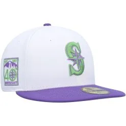 Men's Seattle Mariners New Era White 40th Anniversary Side Patch 59FIFTY Fitted Hat