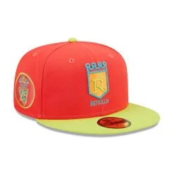Men's Kansas City Royals New Era Red/Neon Green 25th Anniversary Lava Highlighter Combo 59FIFTY Fitted Hat