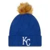 Women's Kansas City Royals New Era Royal Snowy Cuffed Knit Hat With Pom